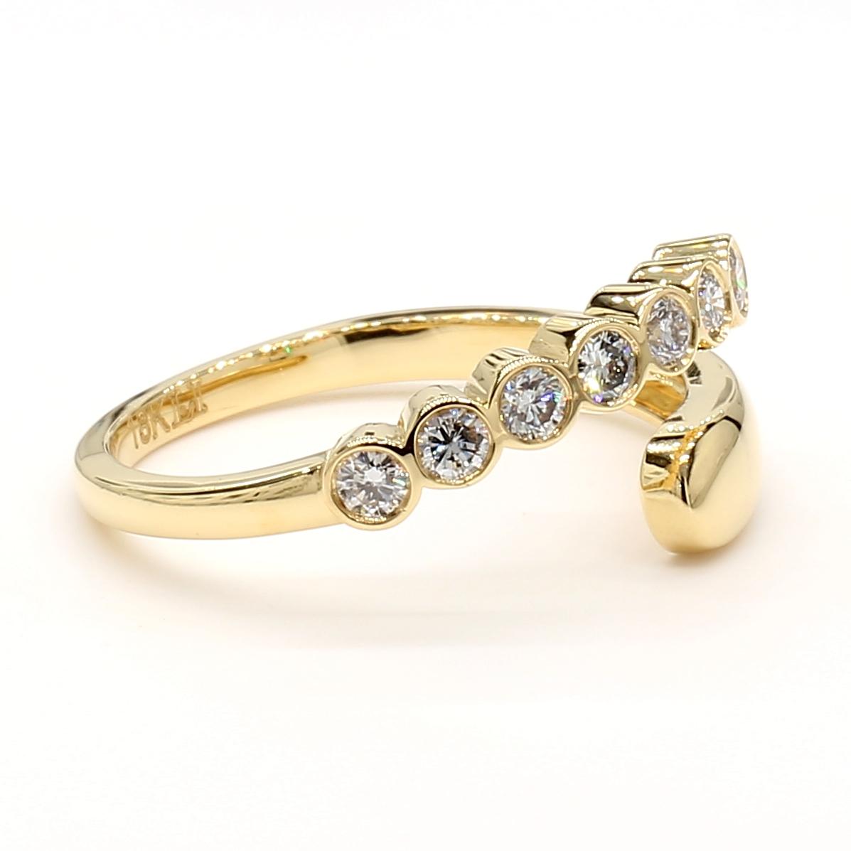 Natural White Round Diamond 0.31 Carat TW Yellow Gold Cocktail Band