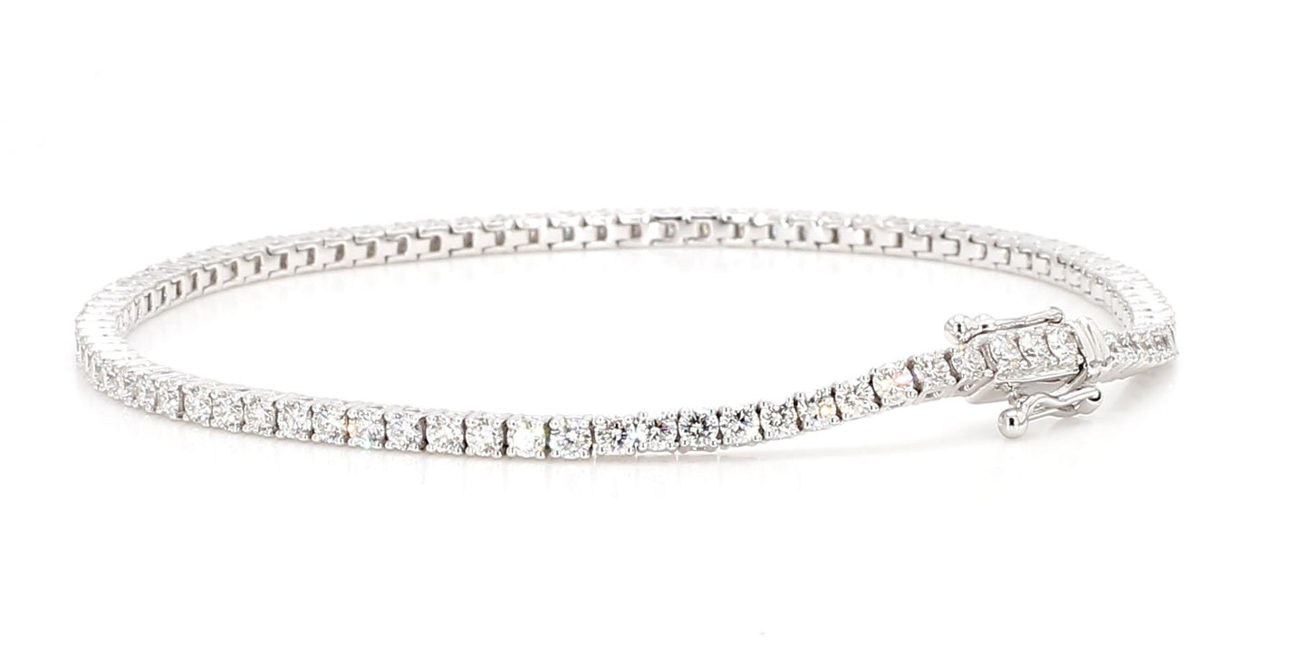 Natural White Round Diamond 2.53 Carat TW White Gold Tennis Bracelet