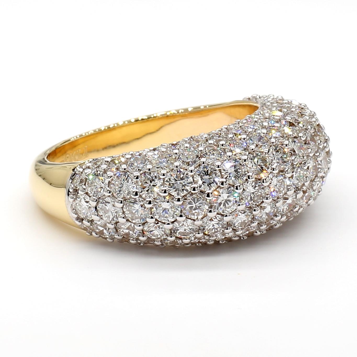 Natural White Round Diamond 3.53 Carat TW White Gold Cocktail Band