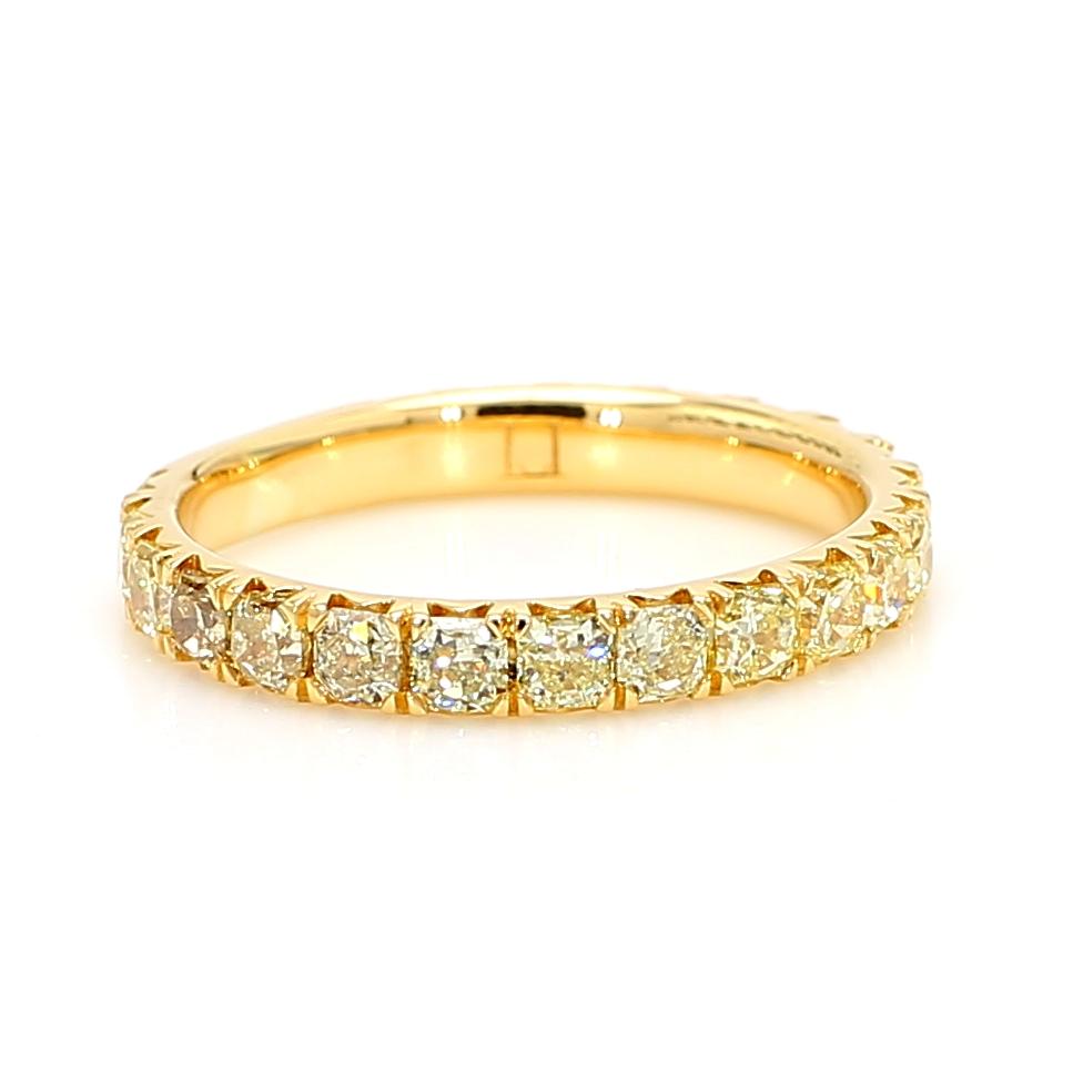 Natural Yellow Radiant Diamond 1.14 Carat TW Yellow Gold Eternity Band