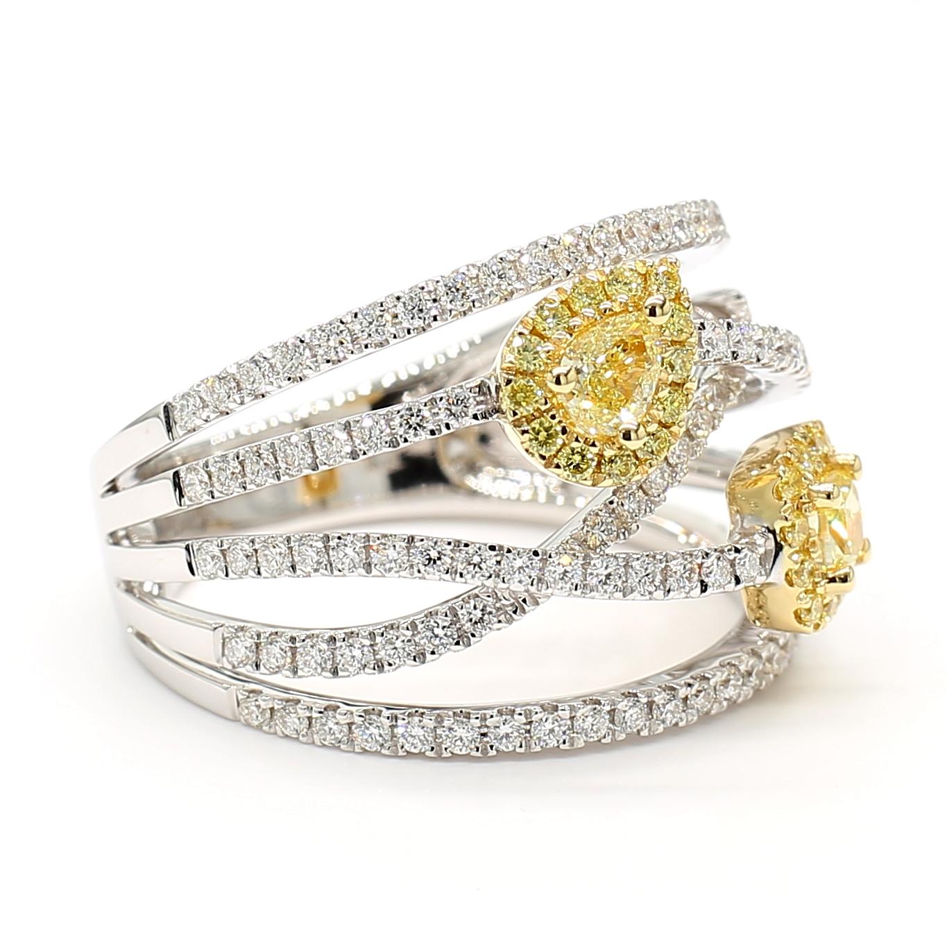 Natural Yellow Pear Diamond 1.16 Carat Tw Gold Cocktail Ring