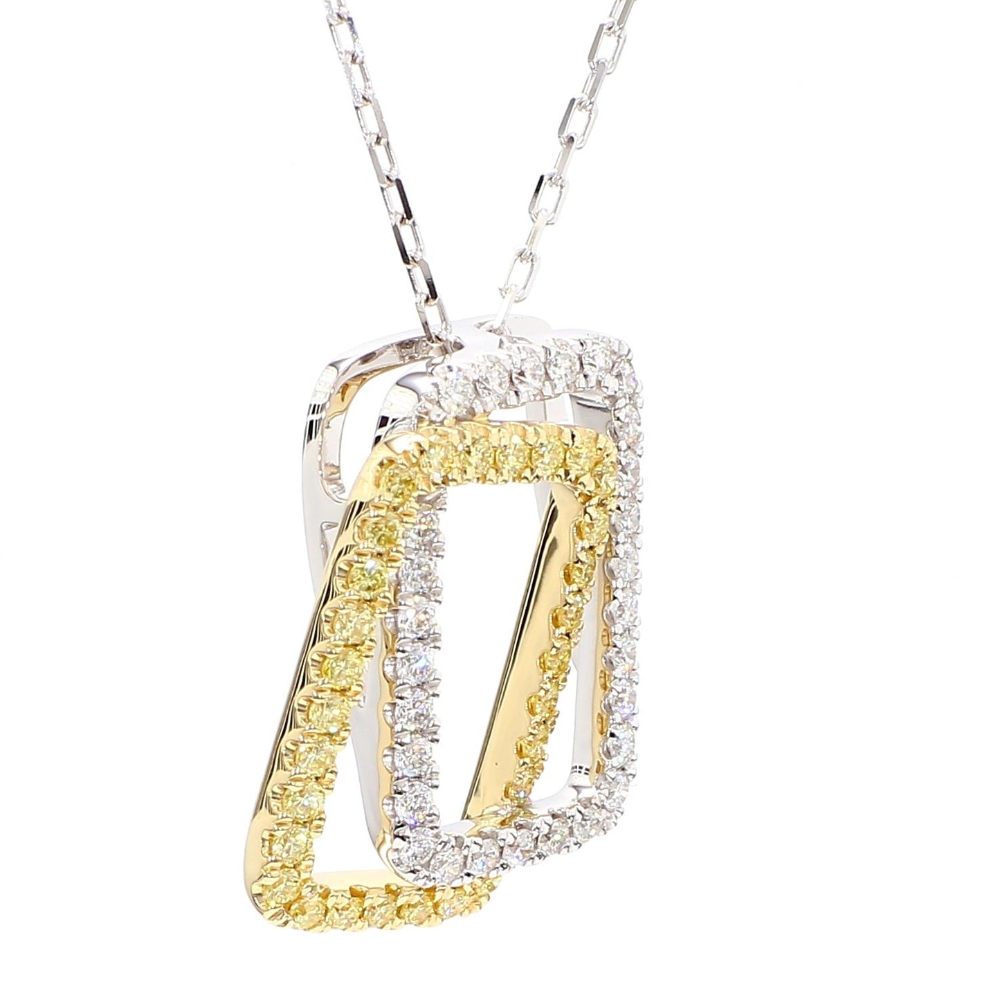 Natural Yellow Round and White Diamond 0.66 Carat TW Gold Drop Pendant