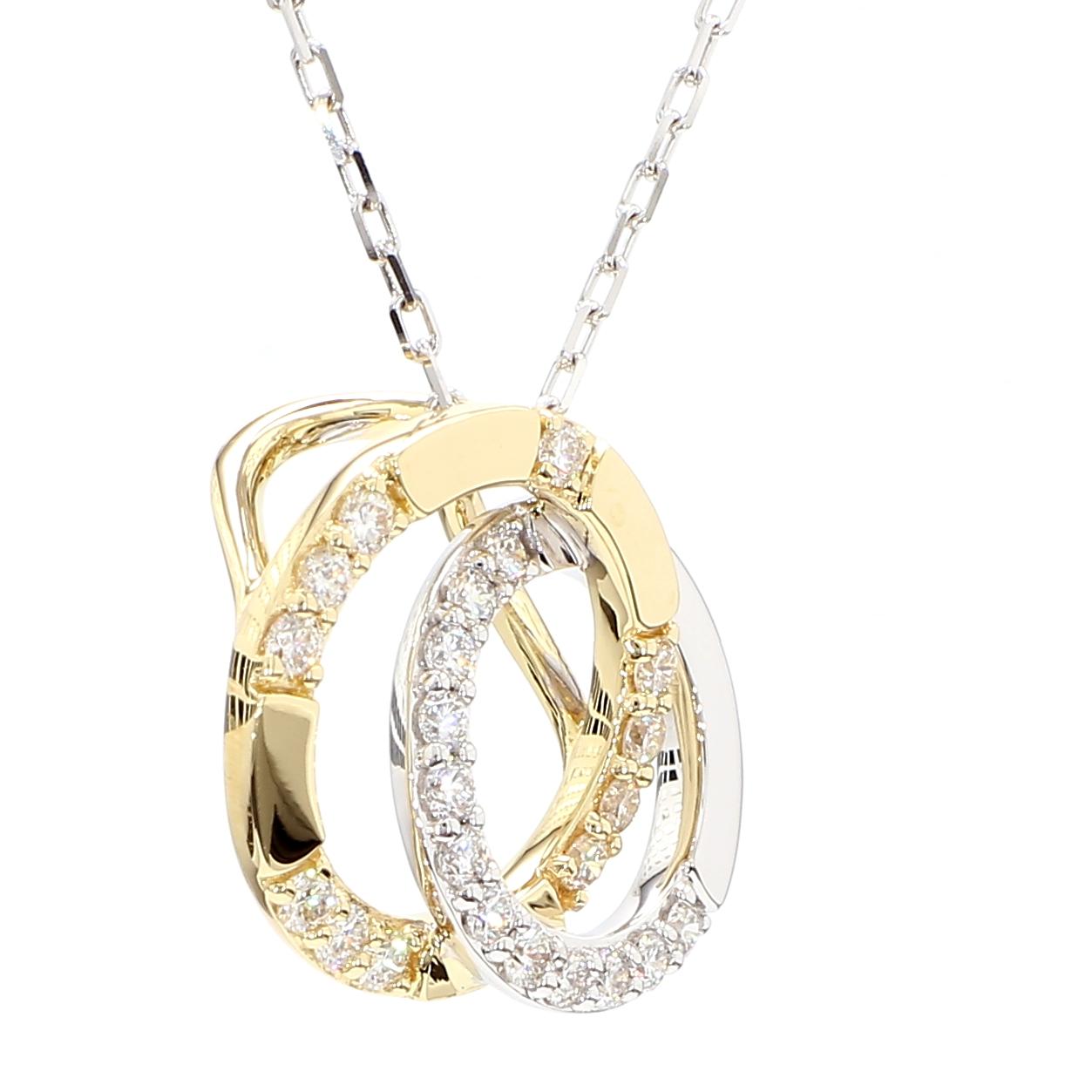 Natural White Round Diamond 0.47 Carat TW Gold Drop Pendant