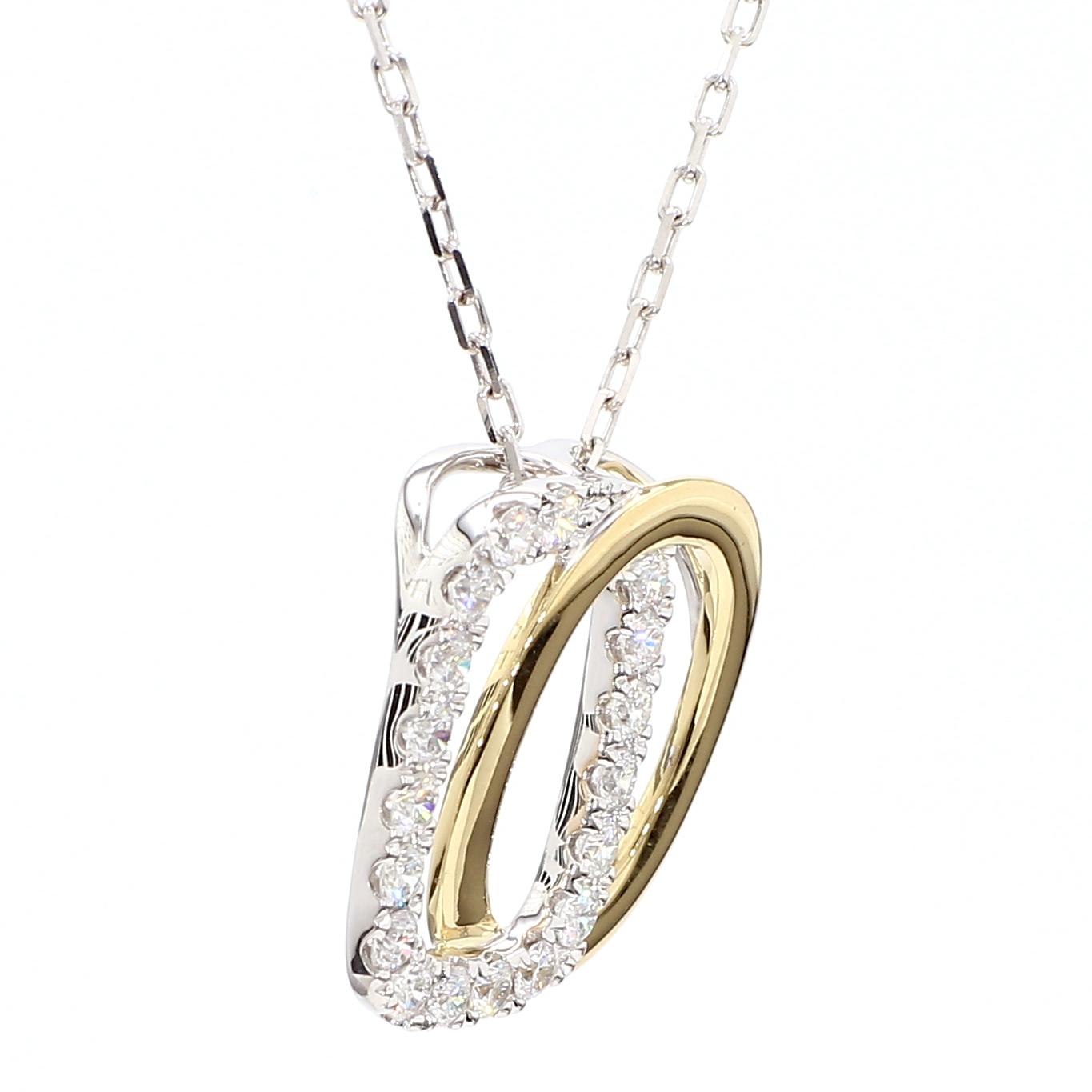 Natural White Round Diamond 0.47 Carat TW Gold Drop Pendant