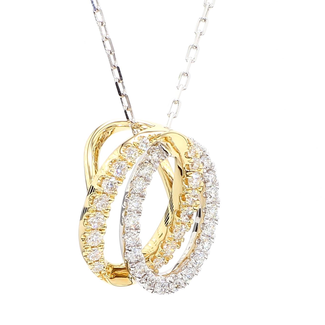 Natural White Round Diamond 0.56 Carat TW Gold Drop Pendant