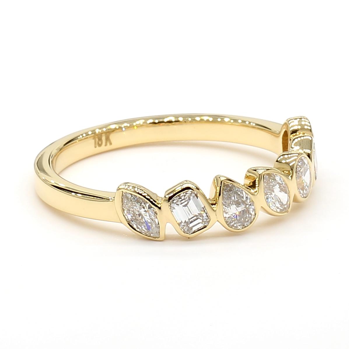 Natural White Emerald Diamond 0.73 Carat TW Yellow Gold Cocktail Band