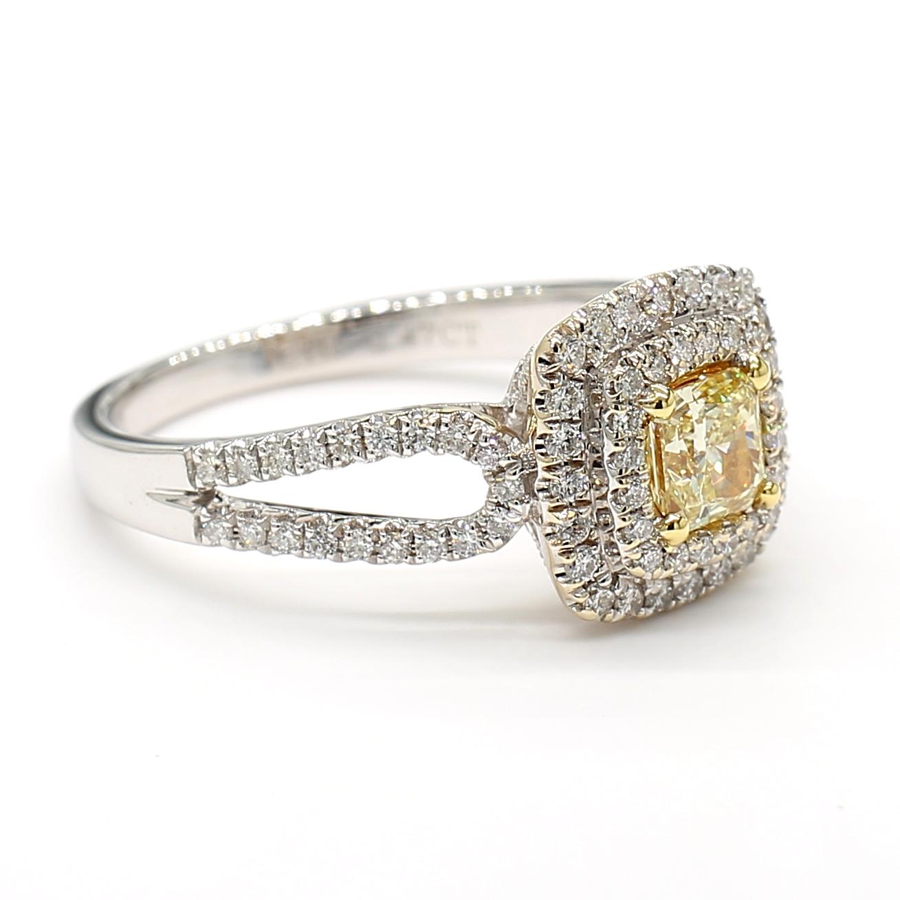 Natural Yellow Radiant Diamond 0.87 Carat TW Gold Cocktail Ring