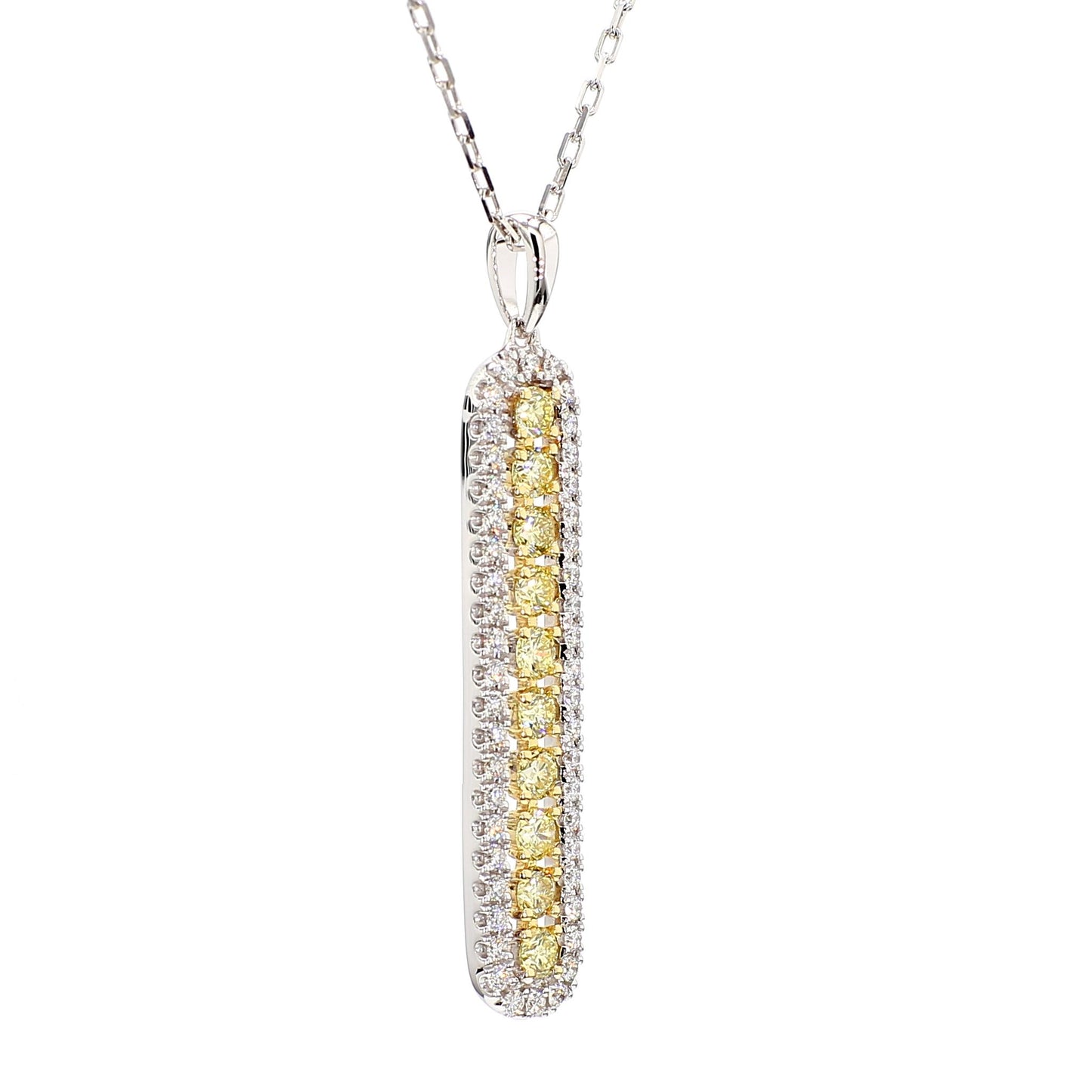 Natural Yellow Round and White Diamond 0.47 Carat TW Gold Drop Pendant