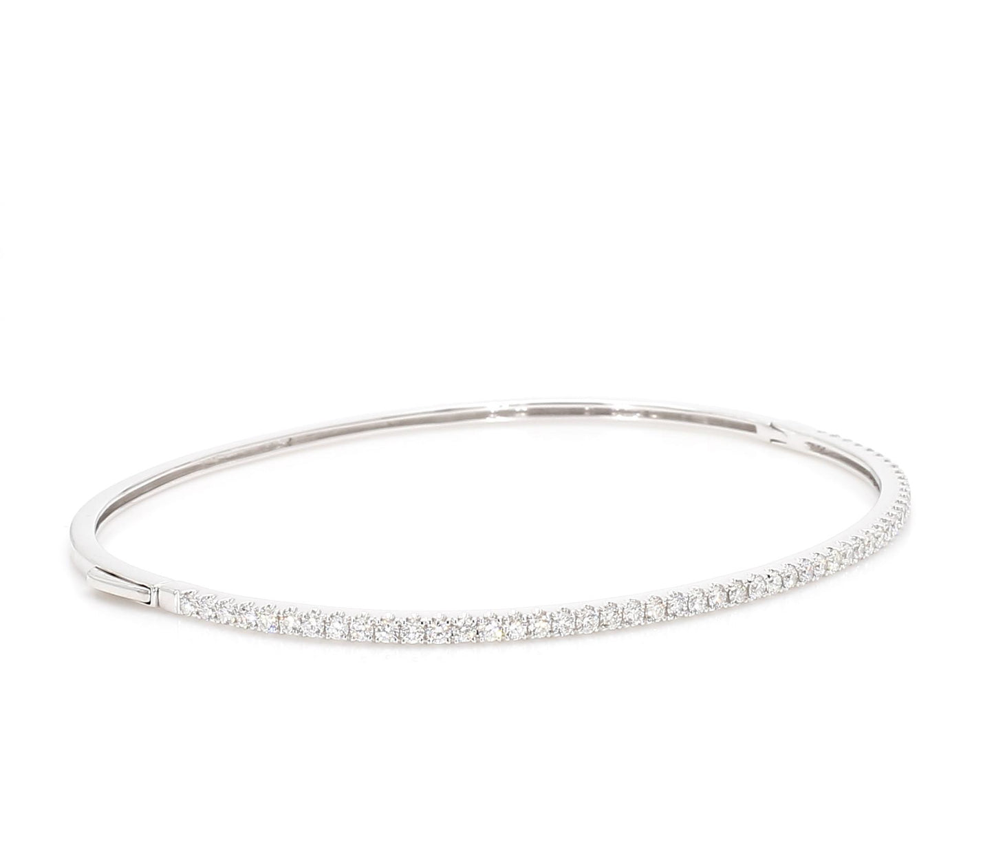 Natural White Round Diamond 0.82 Carat TW White Gold Cuff Bracelet