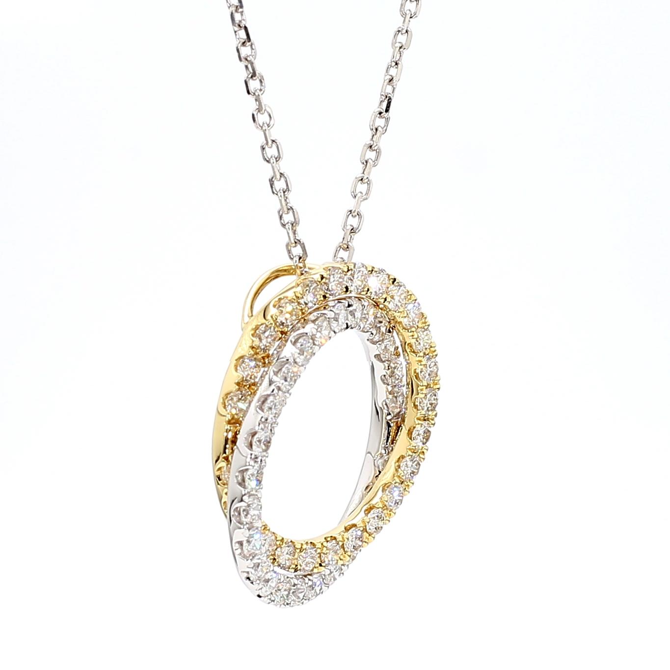 Natural White Round Diamond 1.27 Carat TW Gold Drop Pendant