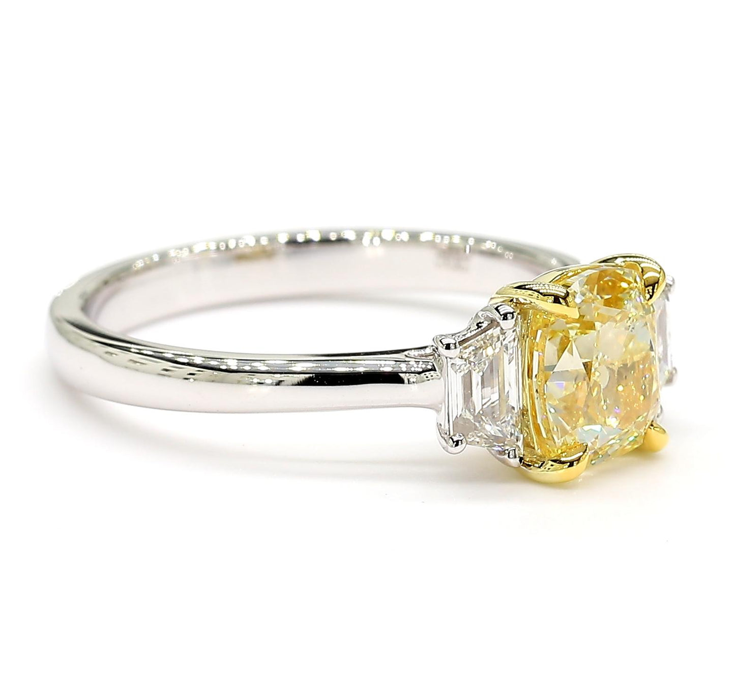 GIA Certified Natural Yellow Cushion Diamond 1.92 Carat TW Gold Cocktail Ring