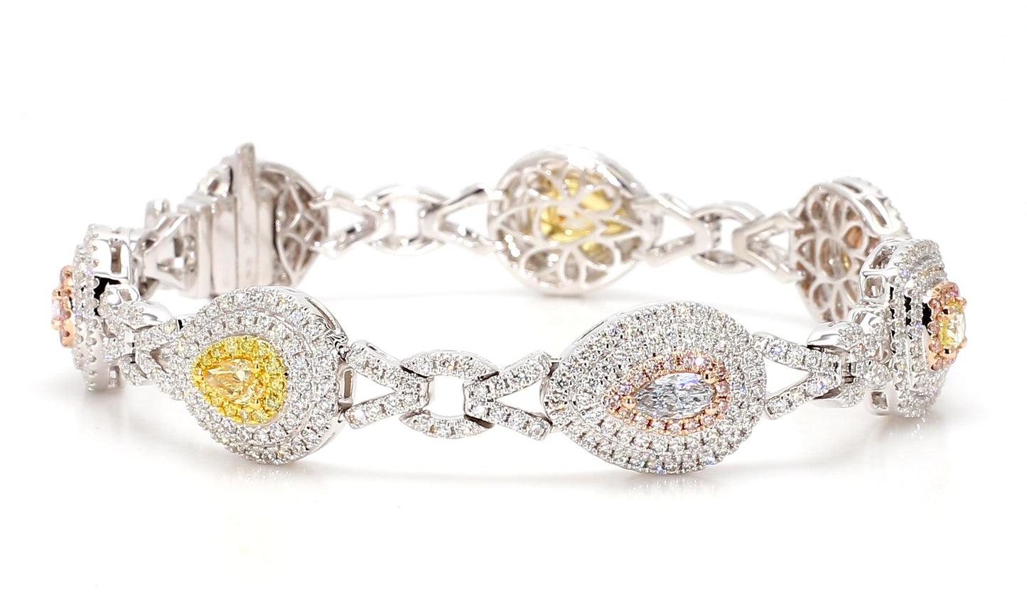 GIA Certified Natural Fancy Blue Diamond 4.30 Carat TW Gold Tennis Bracelet
