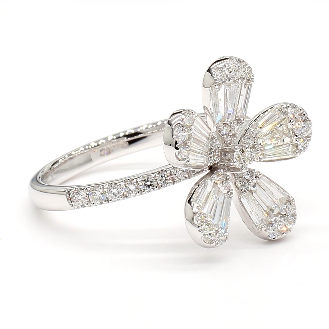 Natural White Trapezoid Diamond 1.00 Carat TW White Gold Cocktail Ring