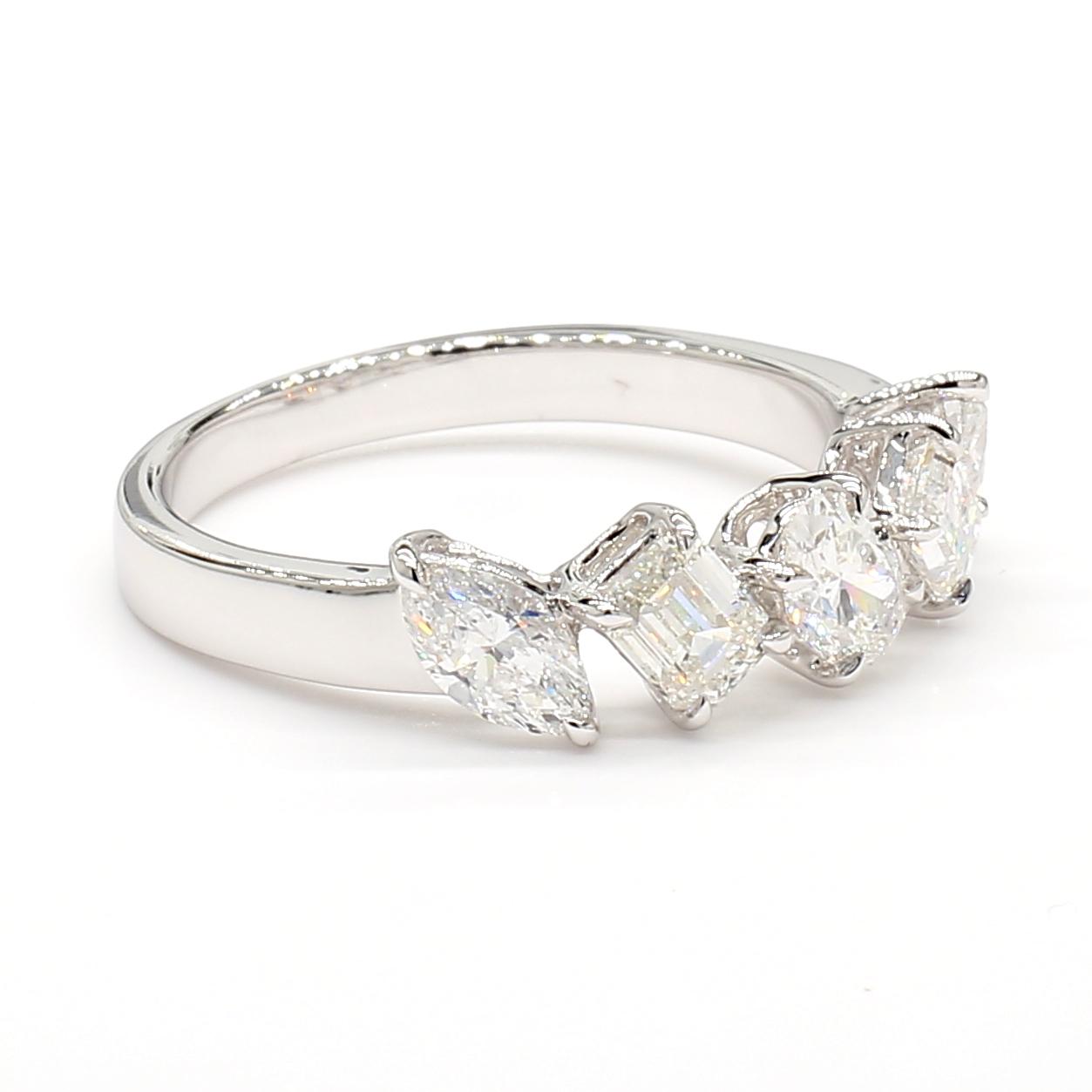 Natural White Emerald Diamond 1.38 Carat TW White Gold Cocktail Ring