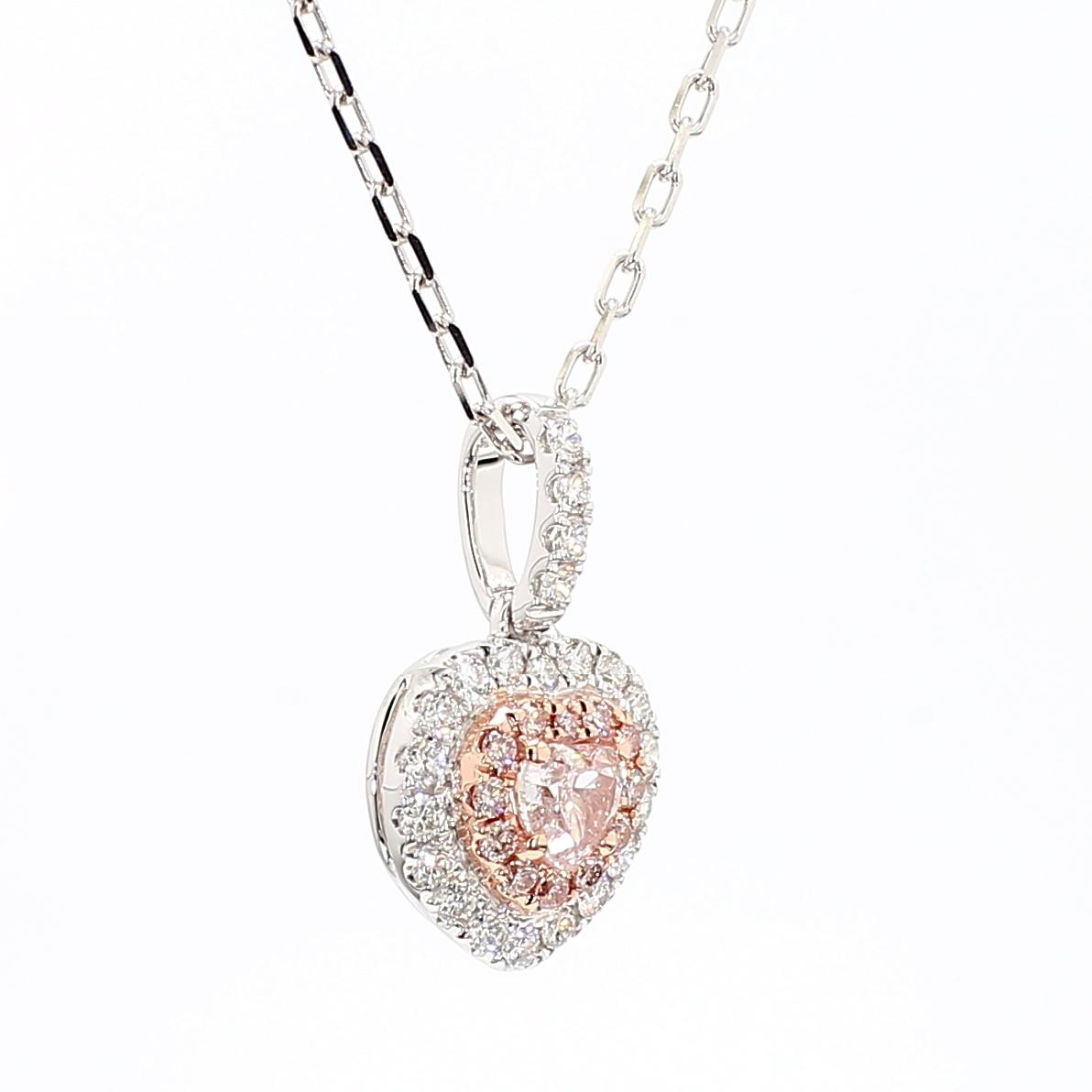 GIA Certified Natural Pink Heart Diamond 0.52 Carat TW Gold Drop Pendant