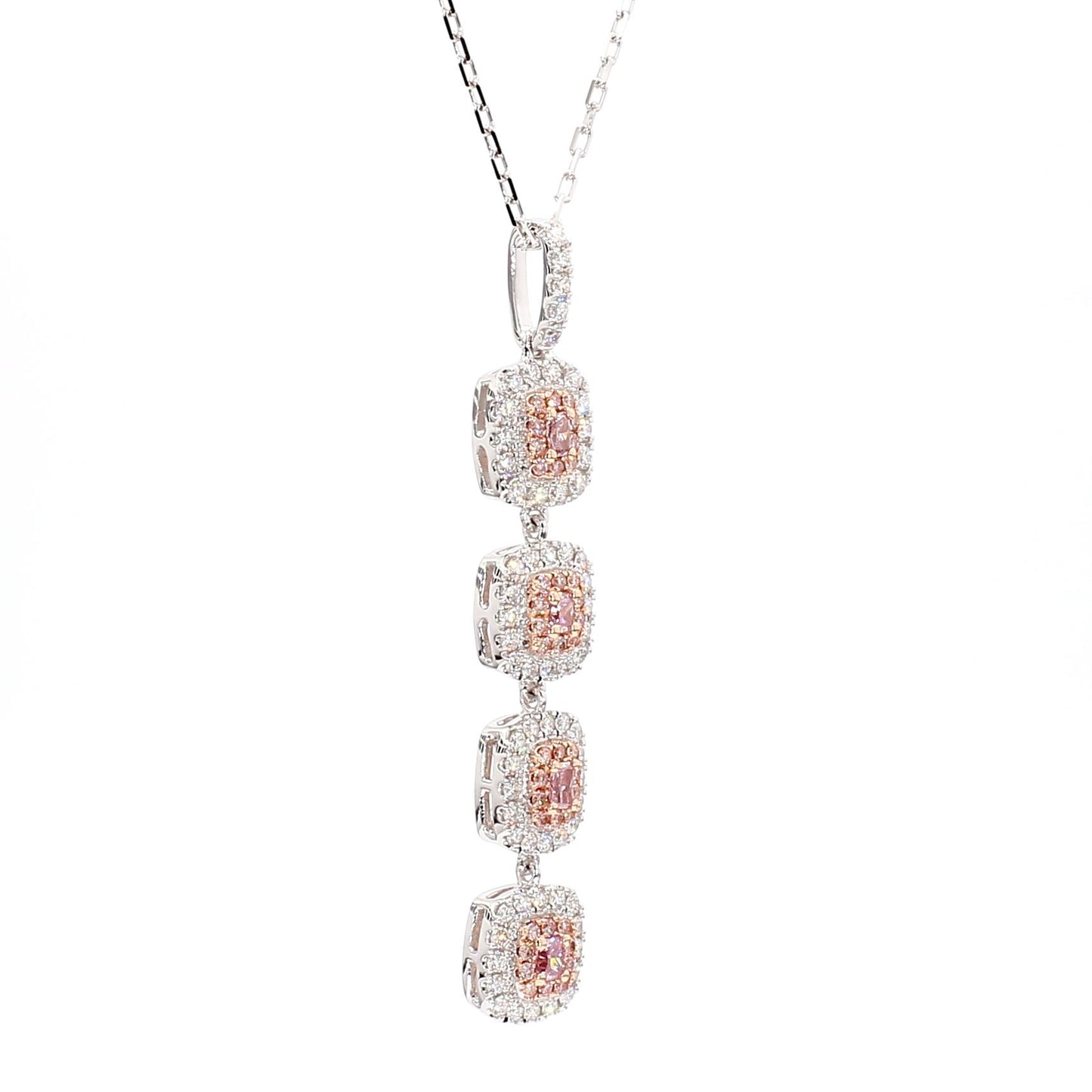IGI Certified Fancy Pink Radiant Diamond 0.96 Carat TW Gold Drop Pendant