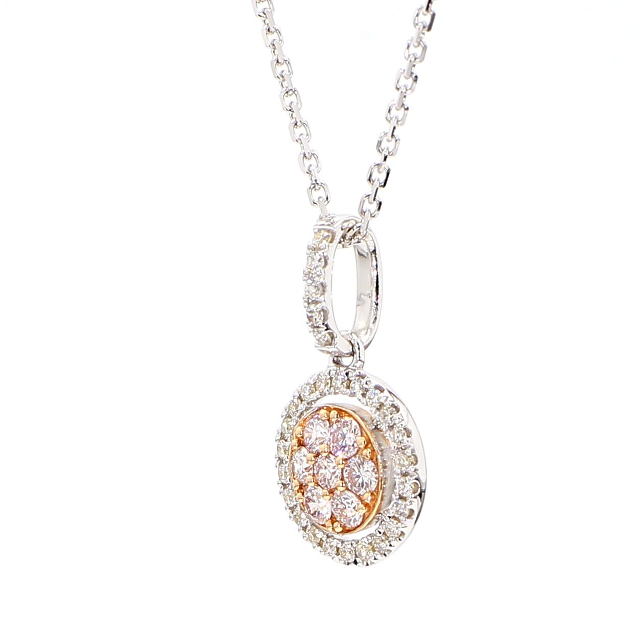 Natural Pink Round Diamond 0.47 Carat TW Rose Gold Drop Pendant