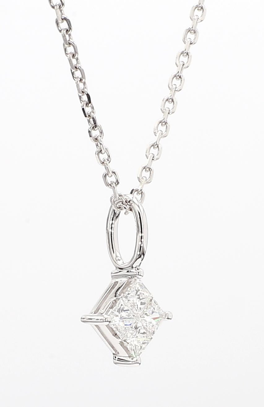 Natural White Round Diamond .37 Carat TW White Gold Drop Pendant