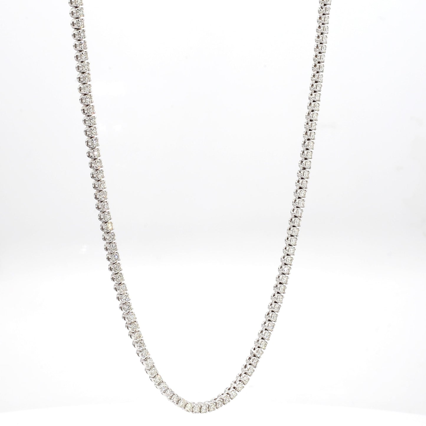 Natural White Round Diamond 5.46 Carat Tw White Gold Drop Necklace