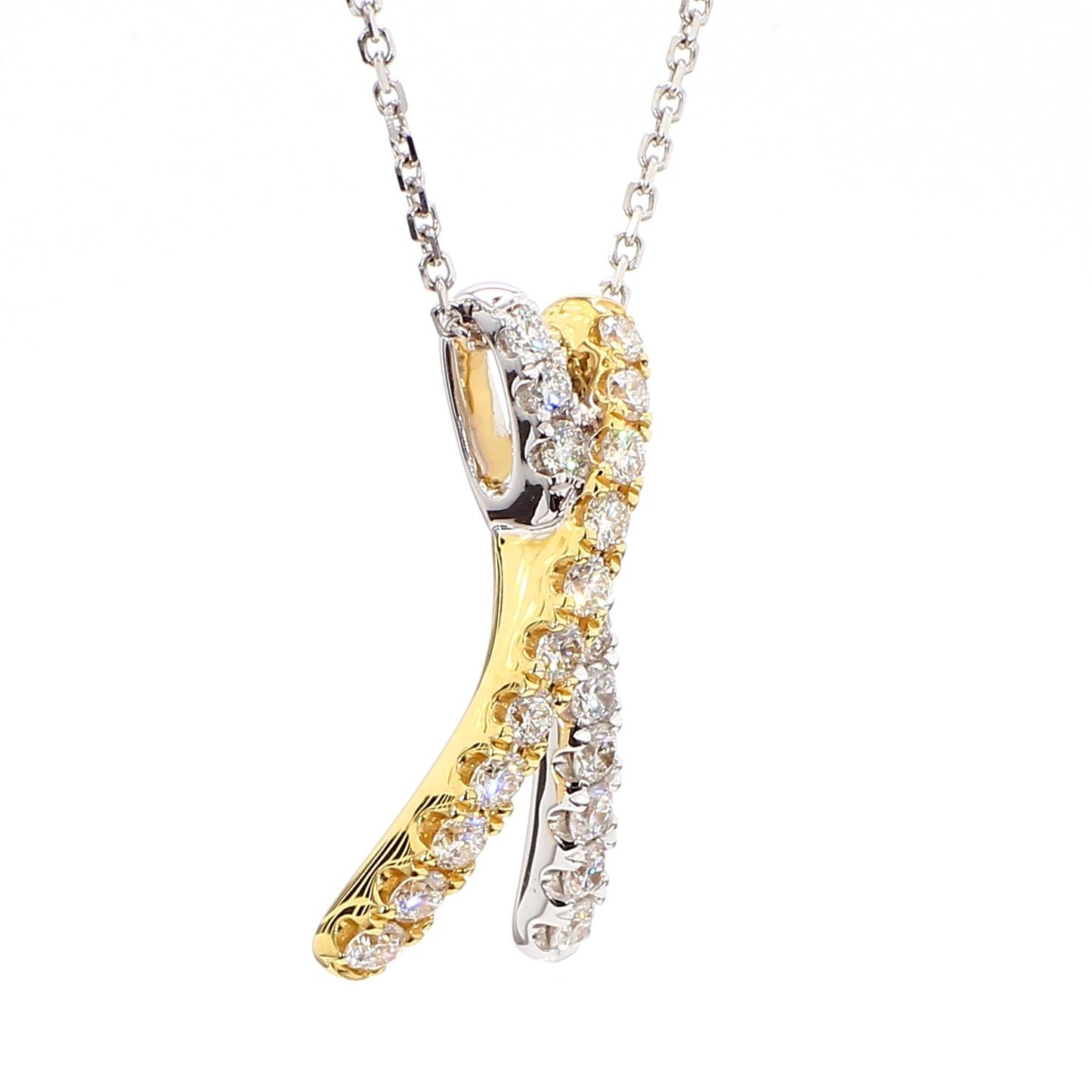 Natural White Round Diamond 0.55 Carat TW White Gold Drop Pendant
