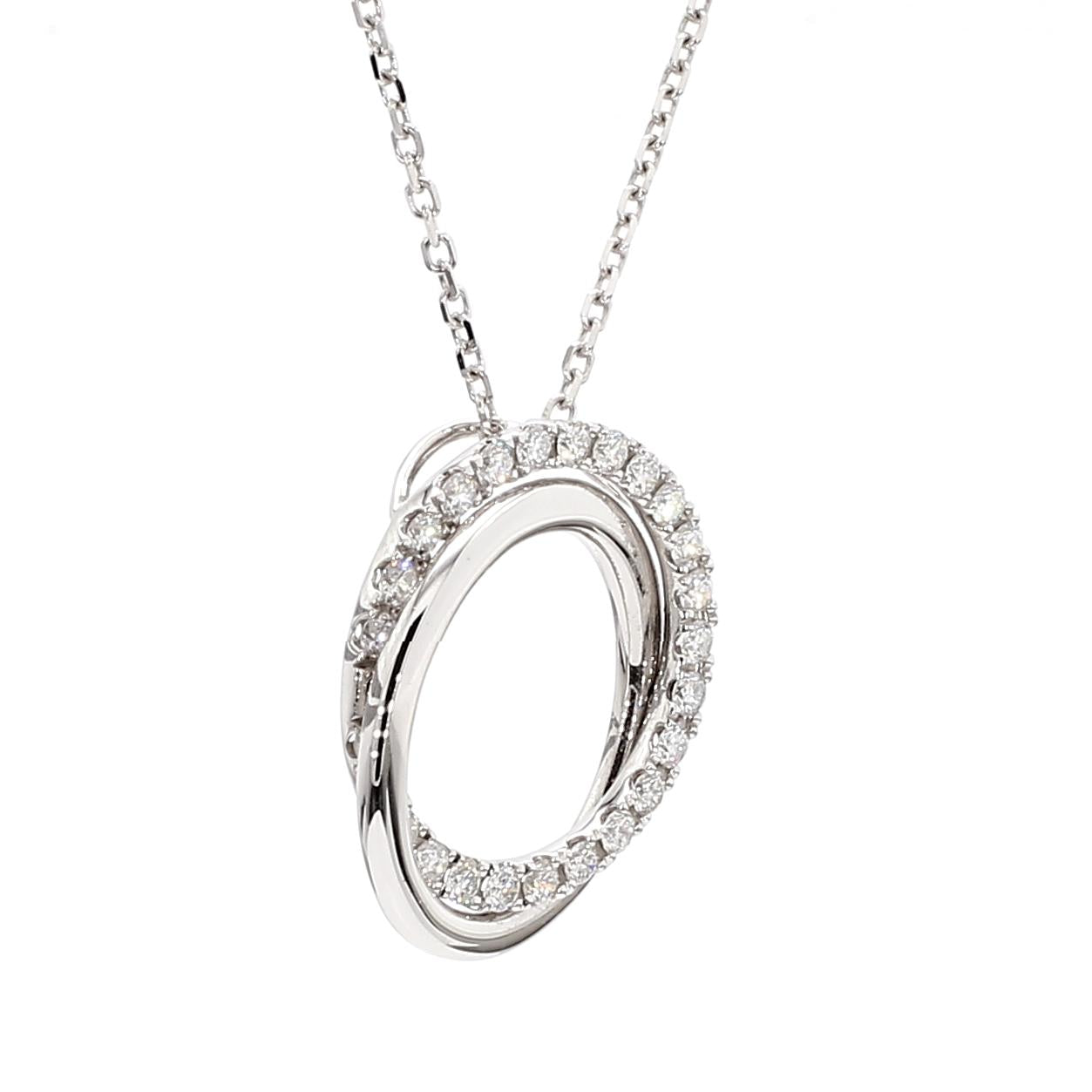 Natural White Round Diamond 0.64 Carat TW White Gold Drop Pendant