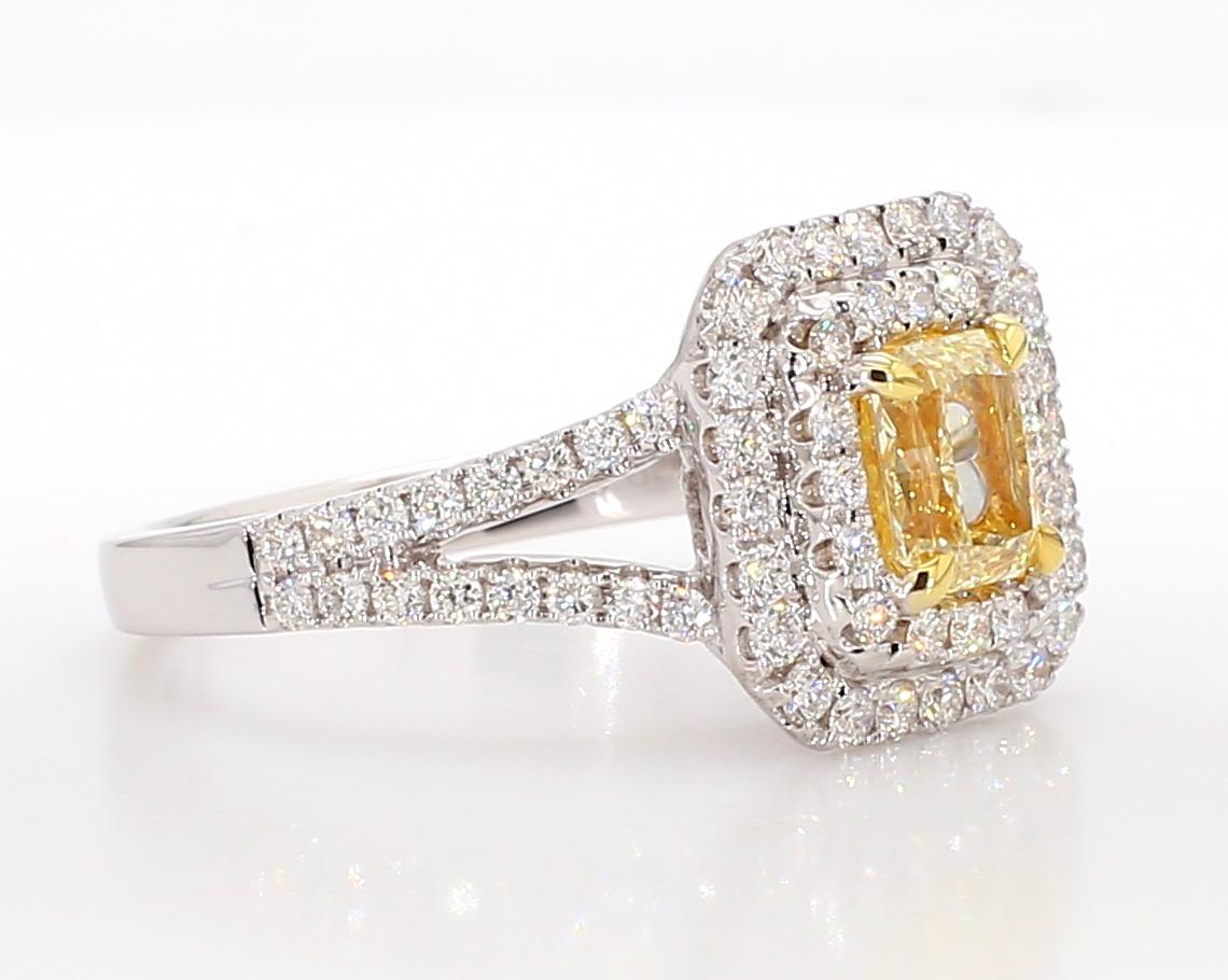 Natural Yellow Radiant Diamond 1.50 Carat TW Gold Cocktail Ring