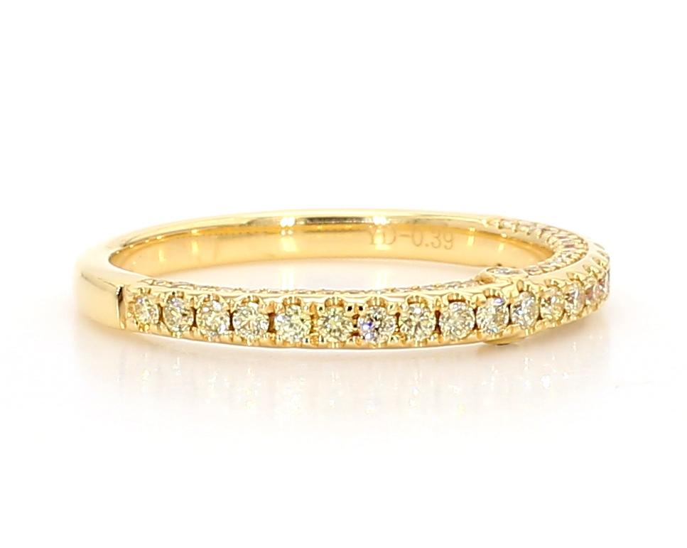 Natural Yellow Round Diamond .39 Carat TW Yellow Gold Wedding Band