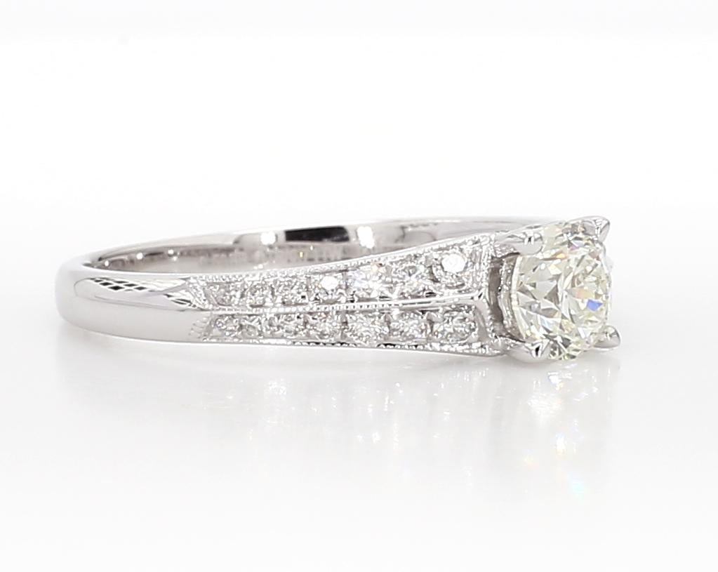 Natural White Round Diamond 0.71 Carat TW White Gold Engagement Ring
