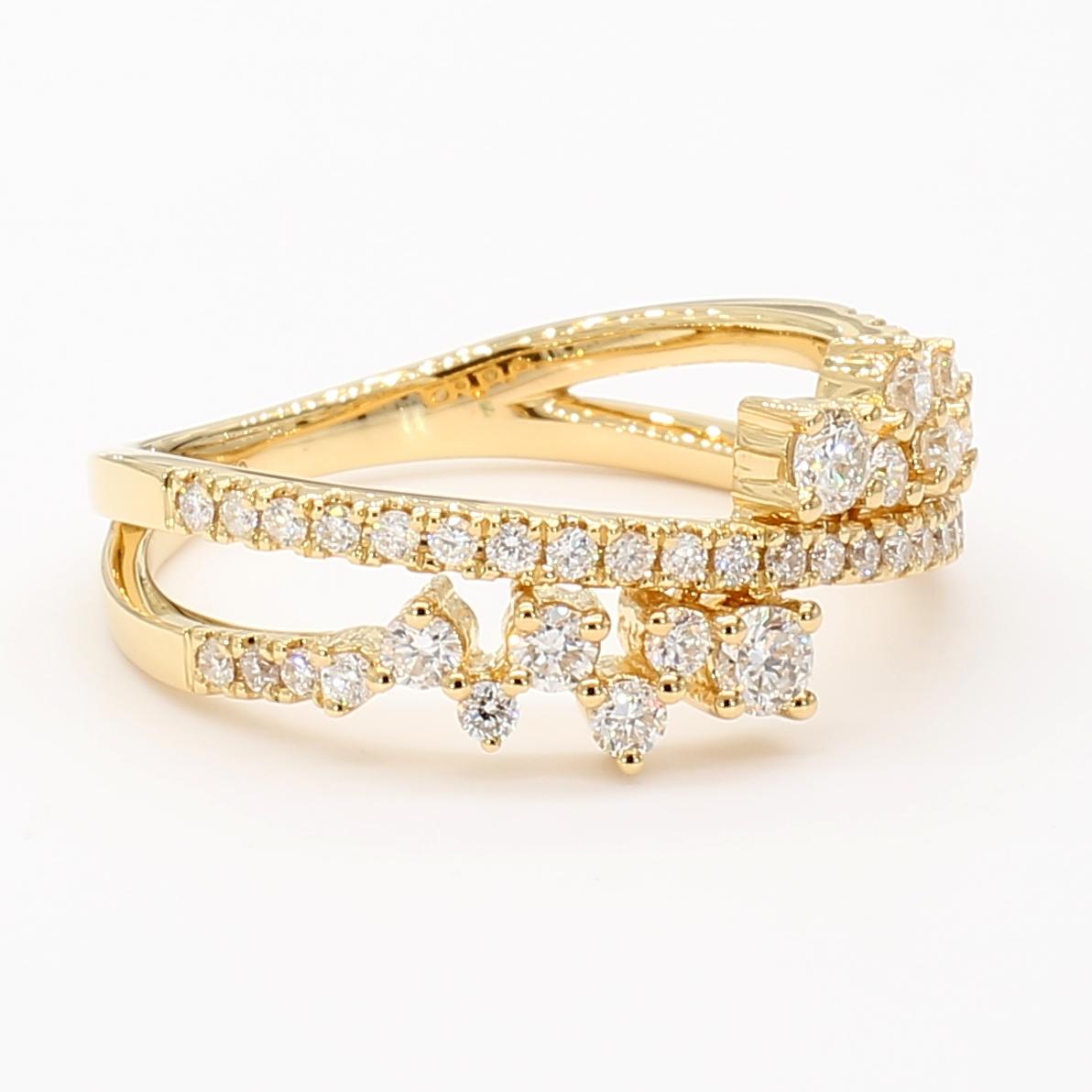 Natural White Round Diamond 0.53 Carat TW White Gold Cocktail Band