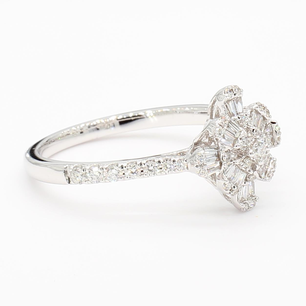 Natural White Baguette Diamond 0.40 Carat TW White Gold Cocktail Ring