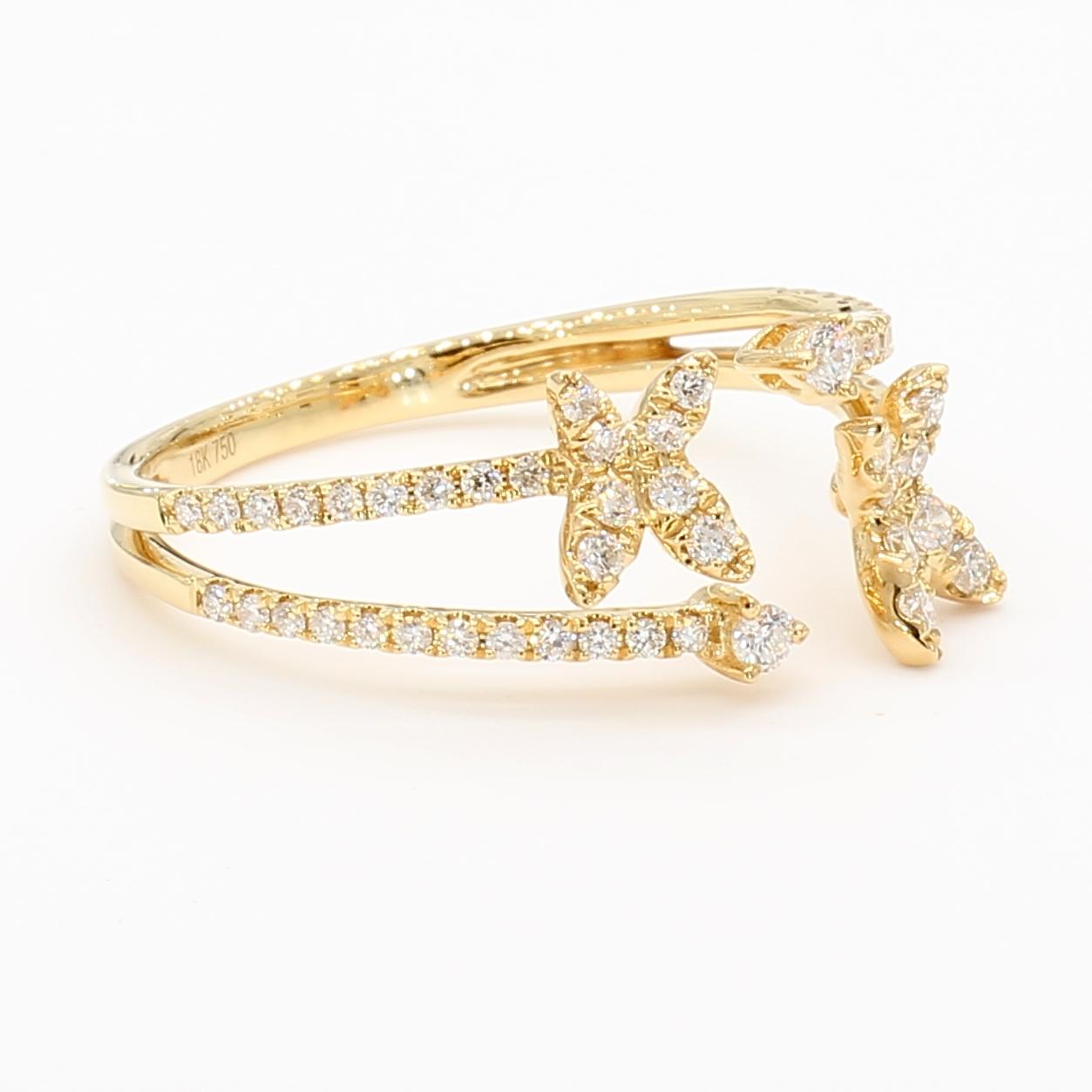 Natural White Round Diamond 0.35 Carat TW Yellow Gold Cocktail Band