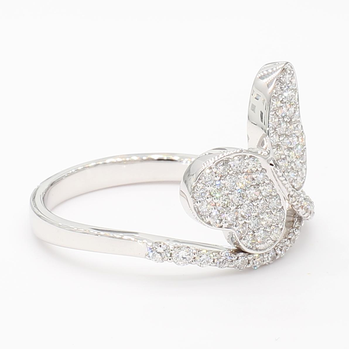 Natural White Round Diamond 0.49 Carat TW White Gold Cocktail Ring