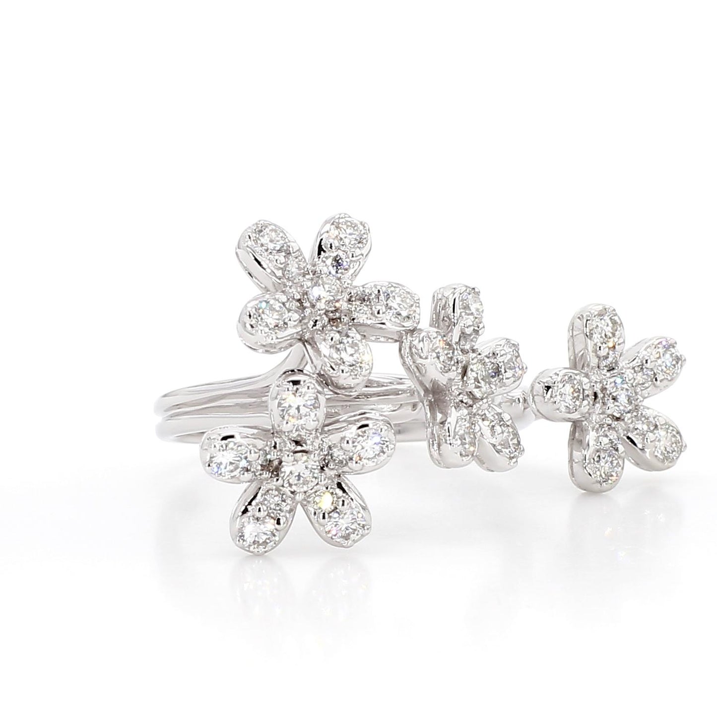 Natural White Round Diamond 0.92 Carat TW White Gold Cocktail Band