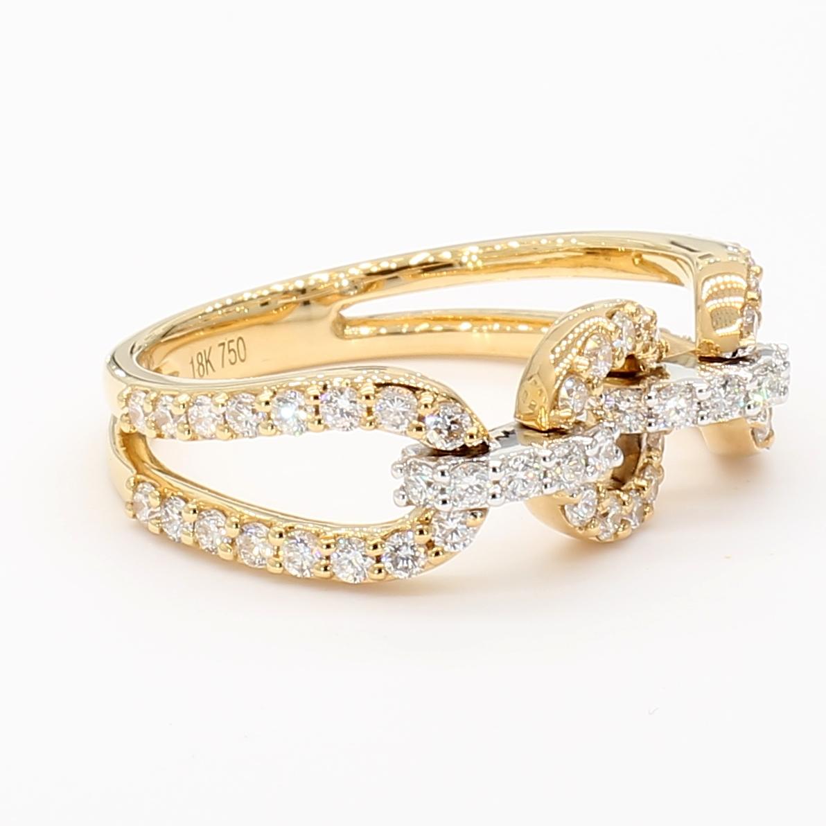 Natural White Round Diamond 0.60 Carat TW Yellow Gold Cocktail Band