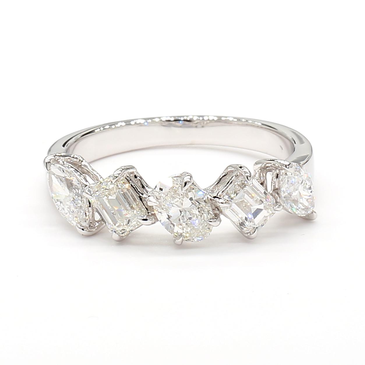 Natural White Emerald Diamond 1.38 Carat TW White Gold Cocktail Ring