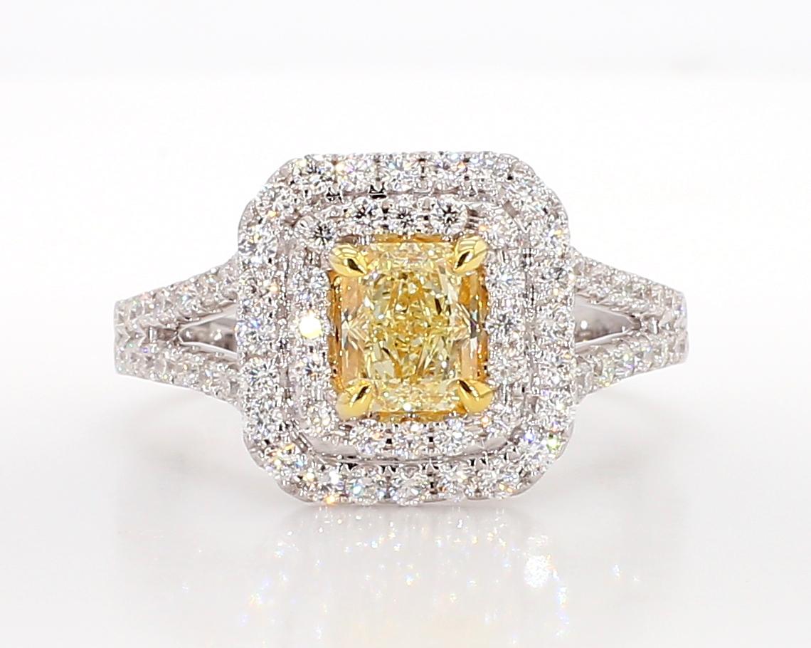 Natural Yellow Radiant Diamond 1.50 Carat TW Gold Cocktail Ring