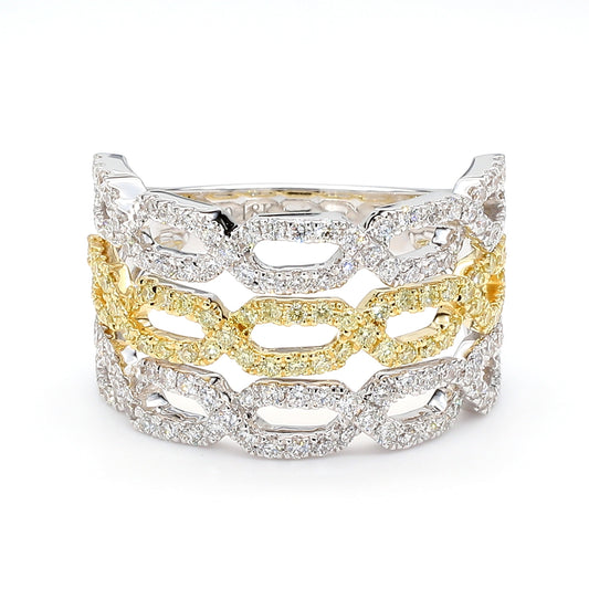 Natural Yellow Round Diamond 1.01 Carat TW Gold Ring