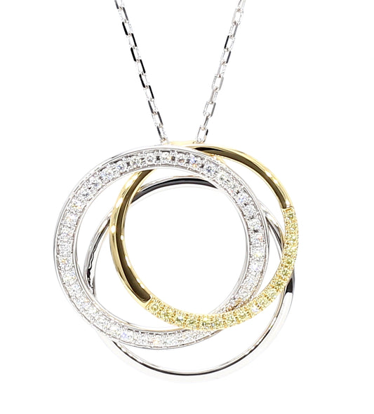 Natural Yellow Round Diamond 0.42 Carat TW Gold Pendant