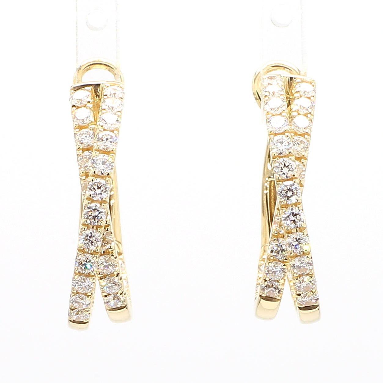 Natural White Round Diamond 1.66 Carat TW Gold Earrings