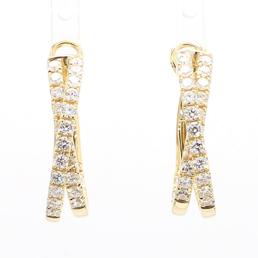 Natural White Round Diamond 1.66 Carat TW Gold Earrings