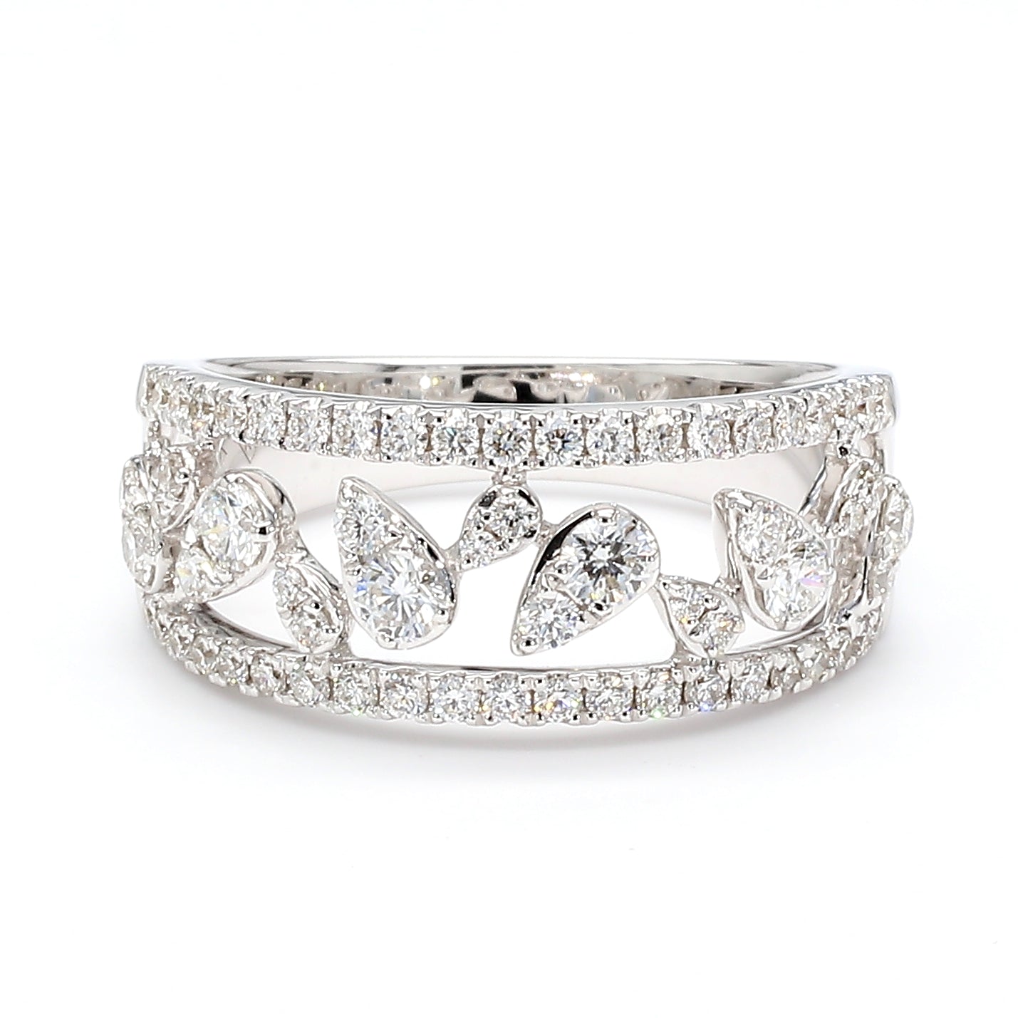 Natural White Round Diamond 0.77 Carat TW Gold Ring