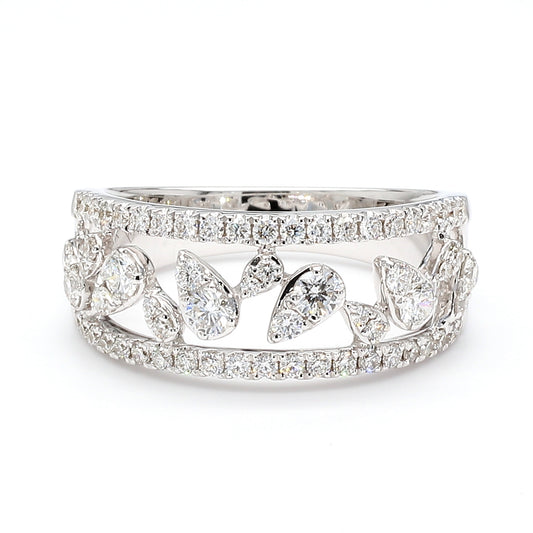 Natural White Round Diamond 0.77 Carat TW Gold Ring
