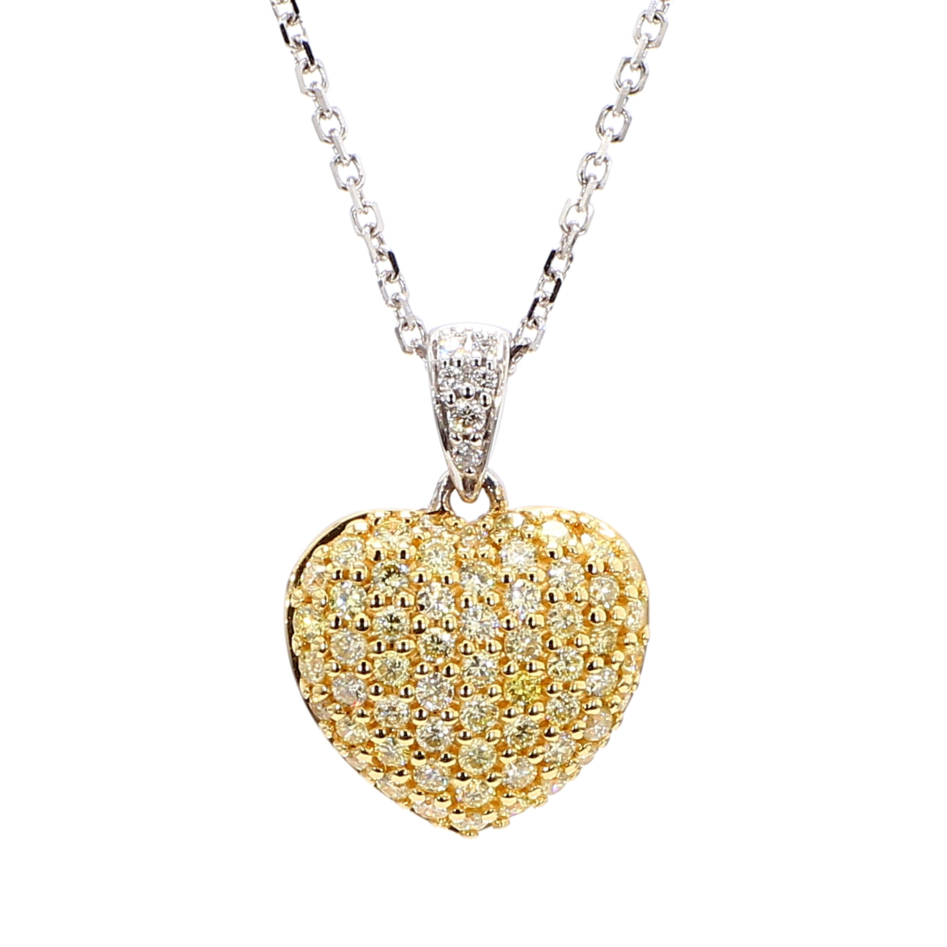 Natural Yellow Round Diamond 0.51 Carat TW Gold Pendant