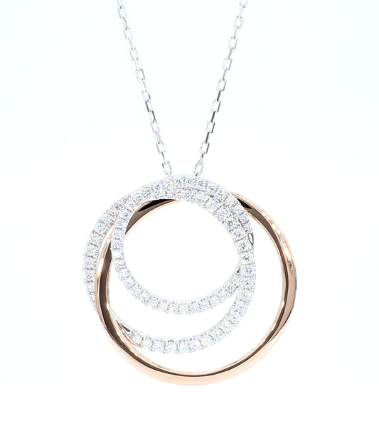 Natural White Round Diamond 1.14 Carat TW Gold Pendant