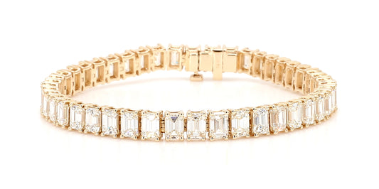 Natural White Emerald Diamond 11.10 Carat TW Gold Bracelet