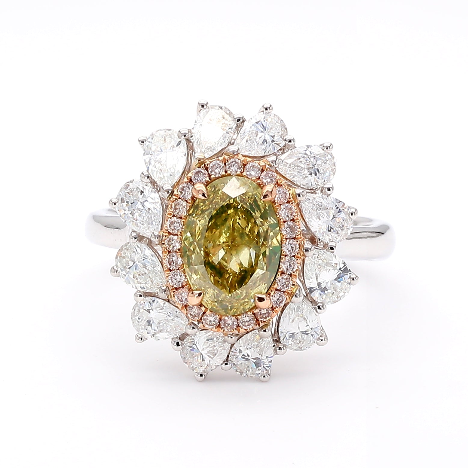 GIA Certified Natural Fancy Brownish Yellow Oval Diamond 2.95 Carat TW Gold Ring