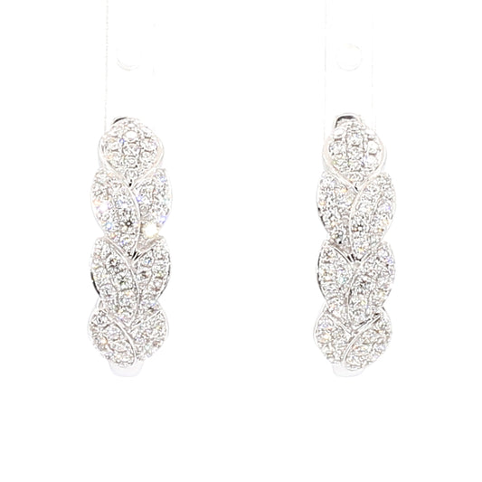 Natural White Round Diamond 0.64 Carat TW Gold Earrings