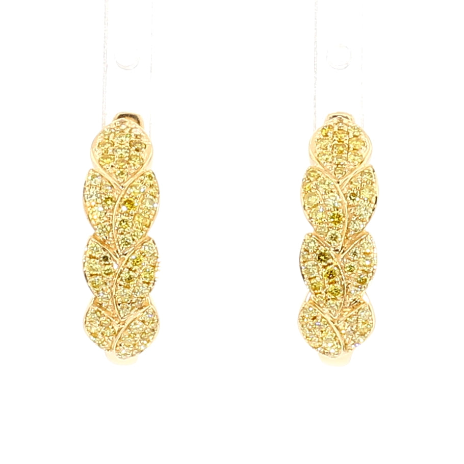 Natural Yellow Round Diamond 0.62 Carat TW Gold Earrings