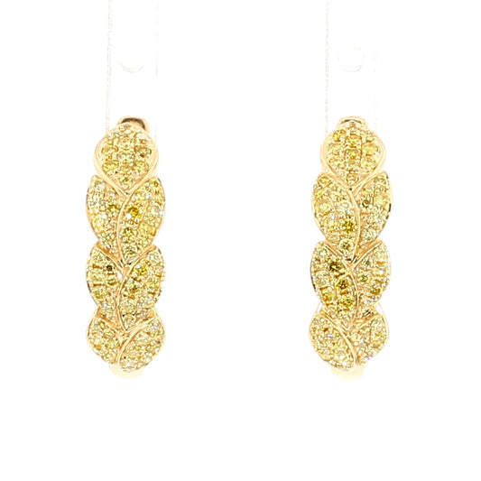Natural Yellow Round Diamond 0.62 Carat TW Gold Earrings