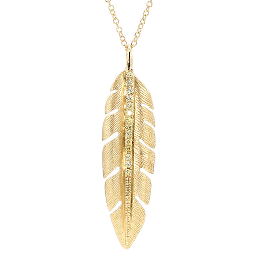 Natural Yellow Round Diamond 0.14 Carat TW Gold Necklace